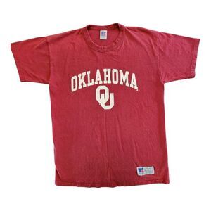 Russell Oklahoma University T Shirt Youths‎ Large Red S/Sleeve Unisex  Vintage